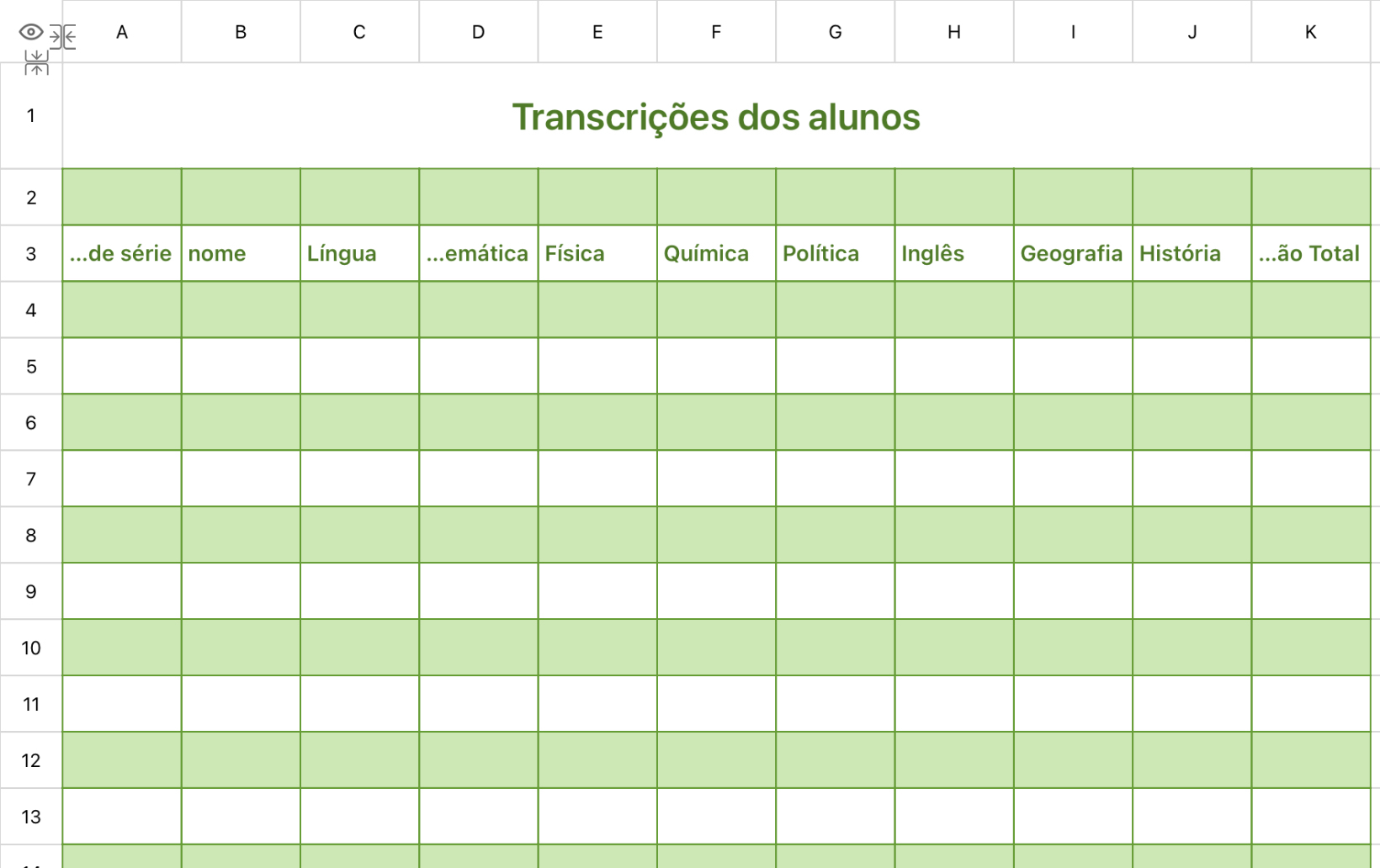Transcrições dos alunos